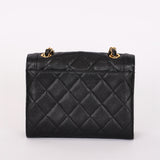 Chanel Diana Frame Single Flap Black Caviar 24K GP