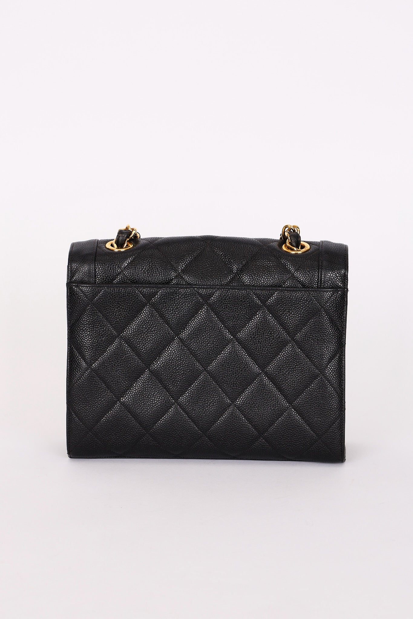 Chanel Diana Frame Single Flap Black Caviar 24K GP
