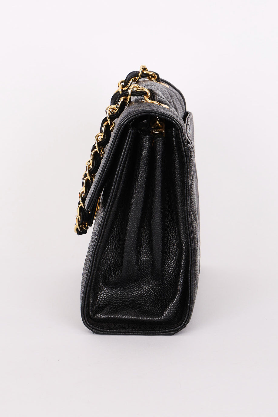 Chanel Diana Frame Single Flap Black Caviar 24K GP