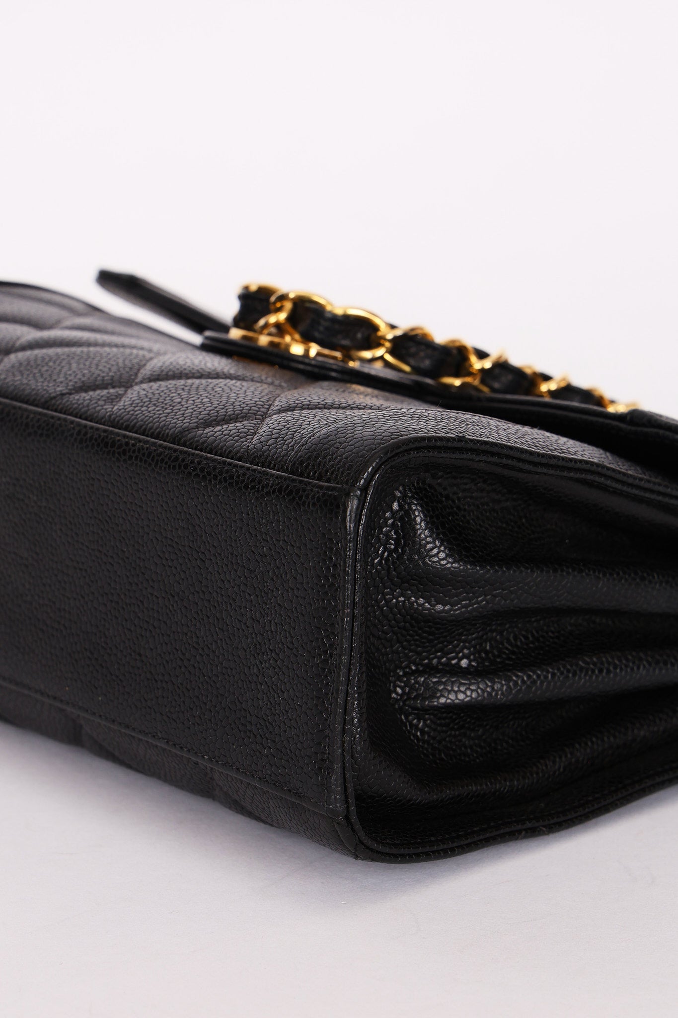 Chanel Diana Frame Single Flap Black Caviar 24K GP