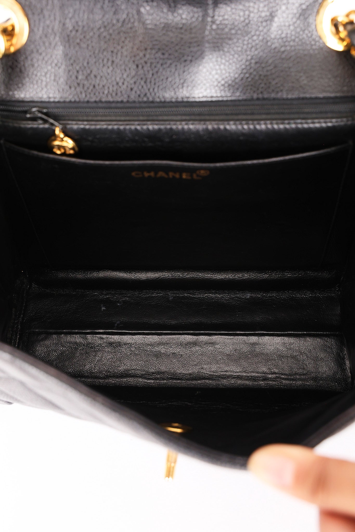 Chanel Diana Frame Single Flap Black Caviar 24K GP