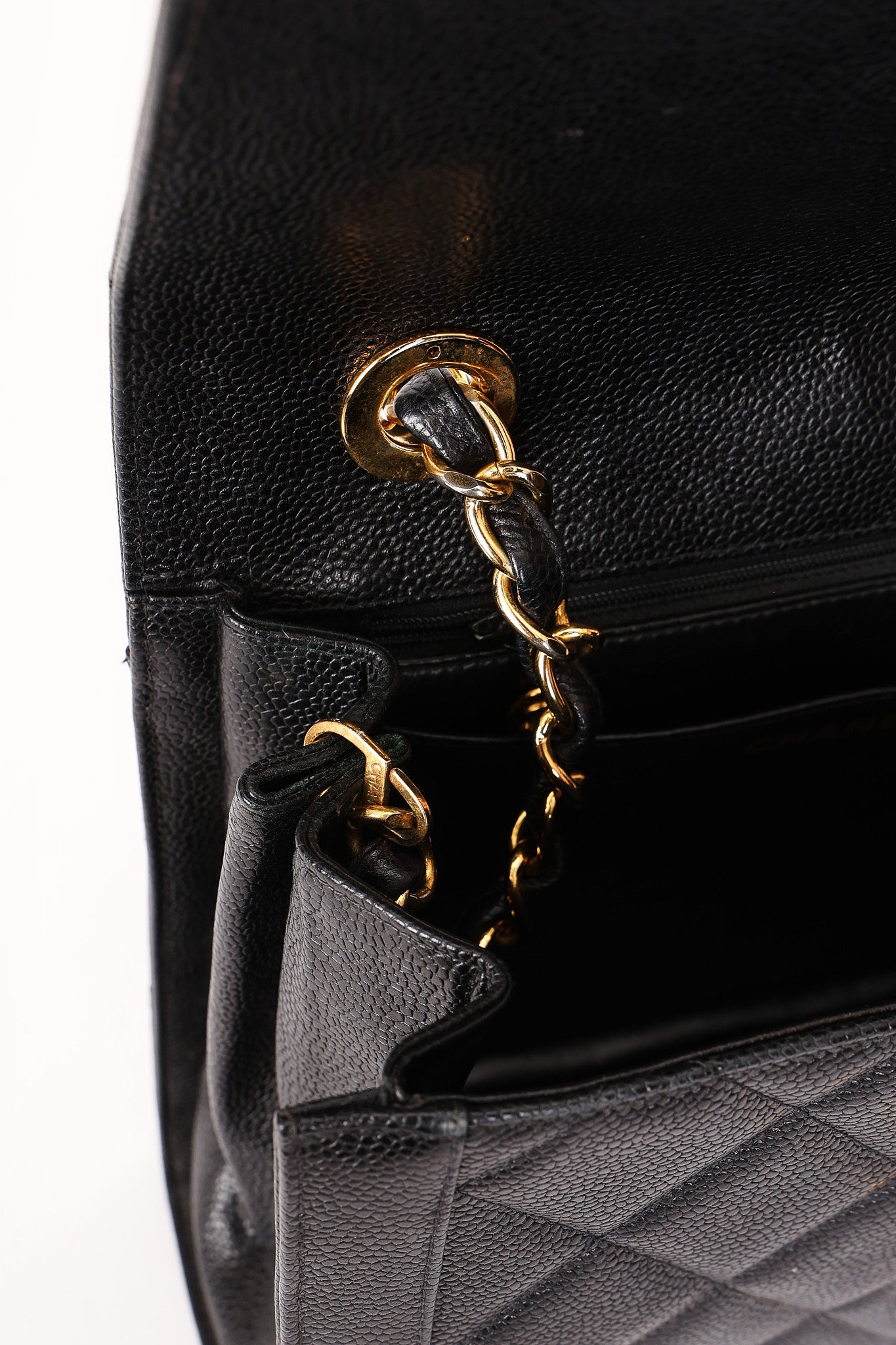 Chanel Diana Frame Single Flap Black Caviar 24K GP