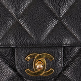 Rare Chanel Diana Square Frame Single Flap Black Caviar 1996 24K GP