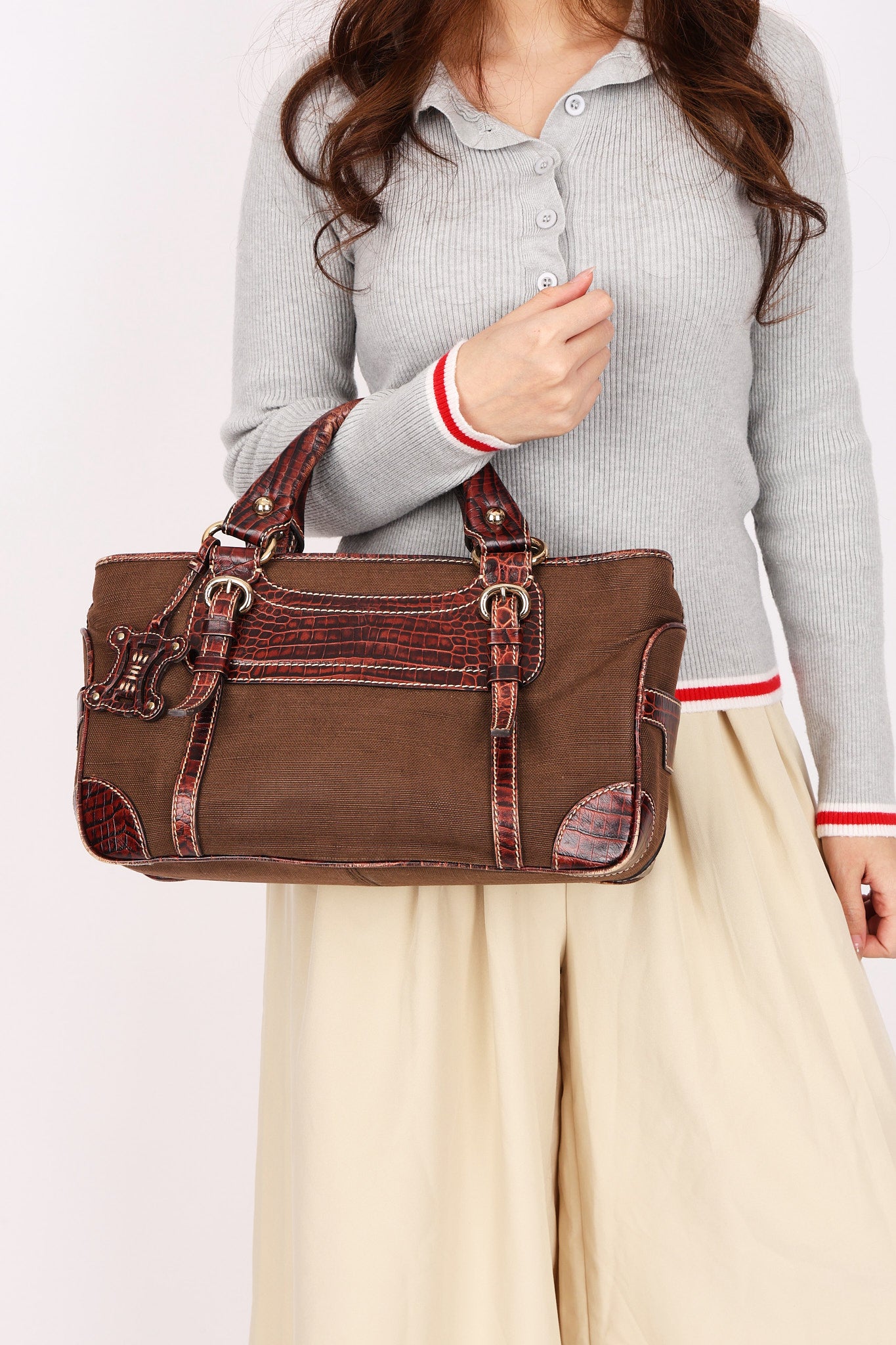 Celine Croc Embossed Boogie Bag