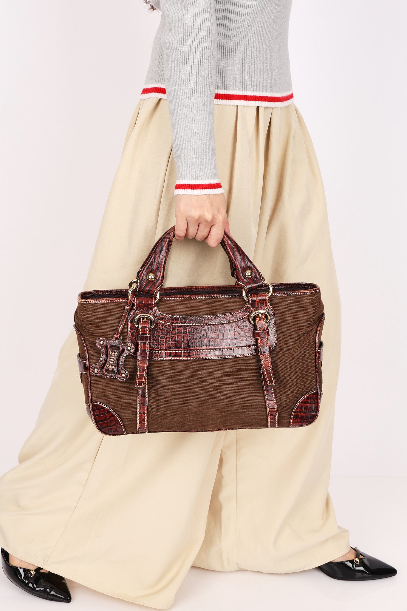 Celine Croc Embossed Boogie Bag