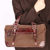 Celine Alligator-Trimmed Linen Boogie Bag
