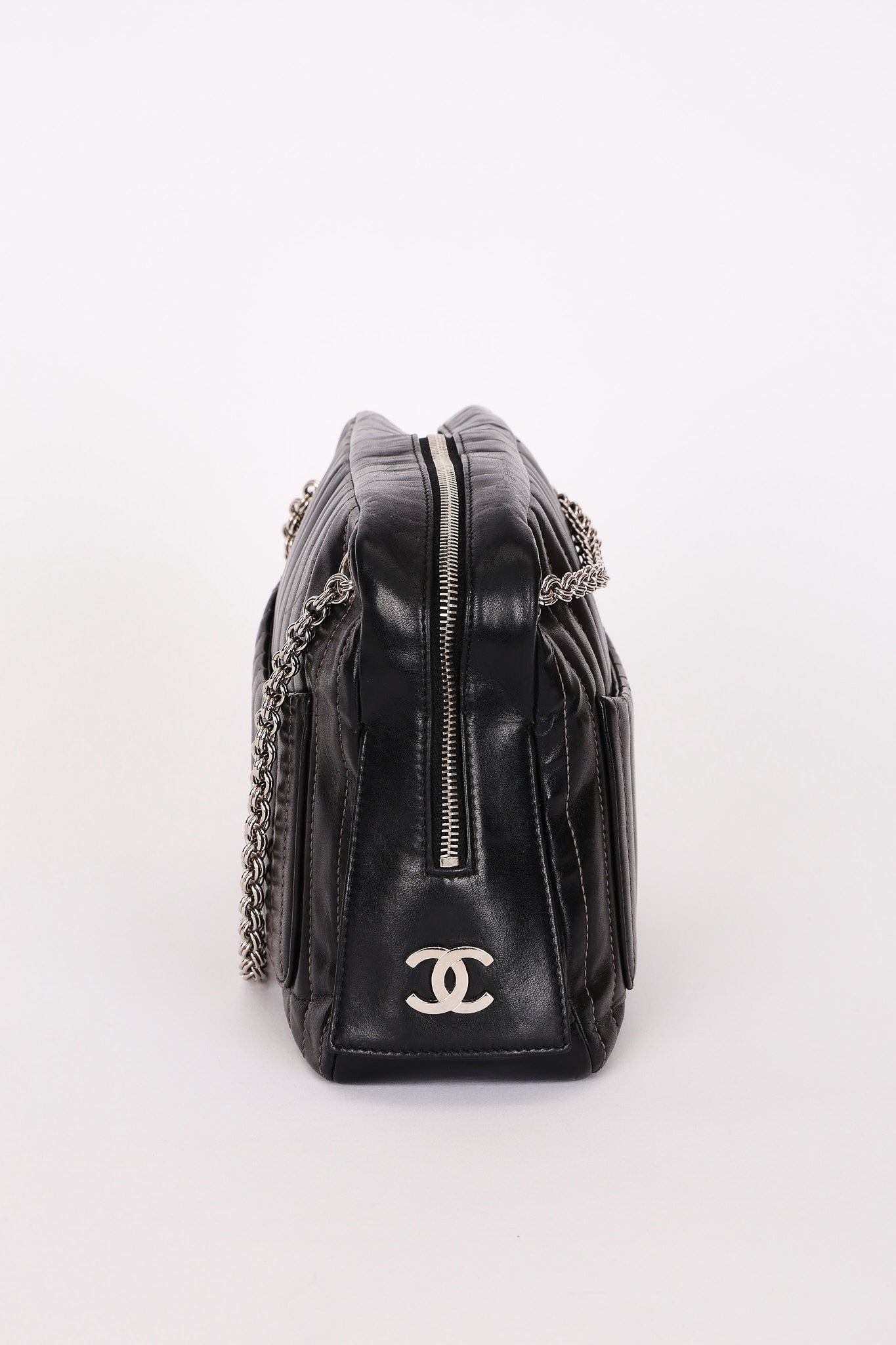 Chanel Mademoiselle Camera Bag Black Lambskin SHW