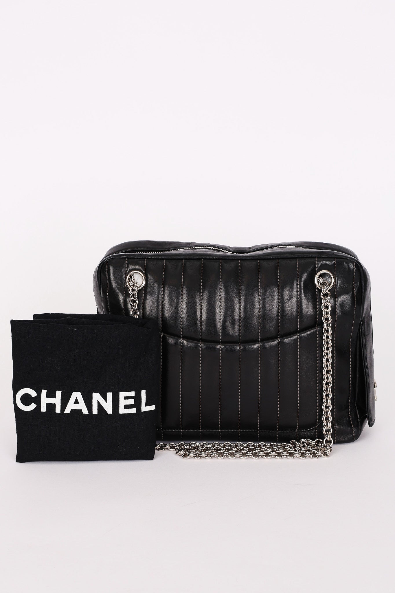 Chanel Mademoiselle Camera Bag Black Lambskin SHW