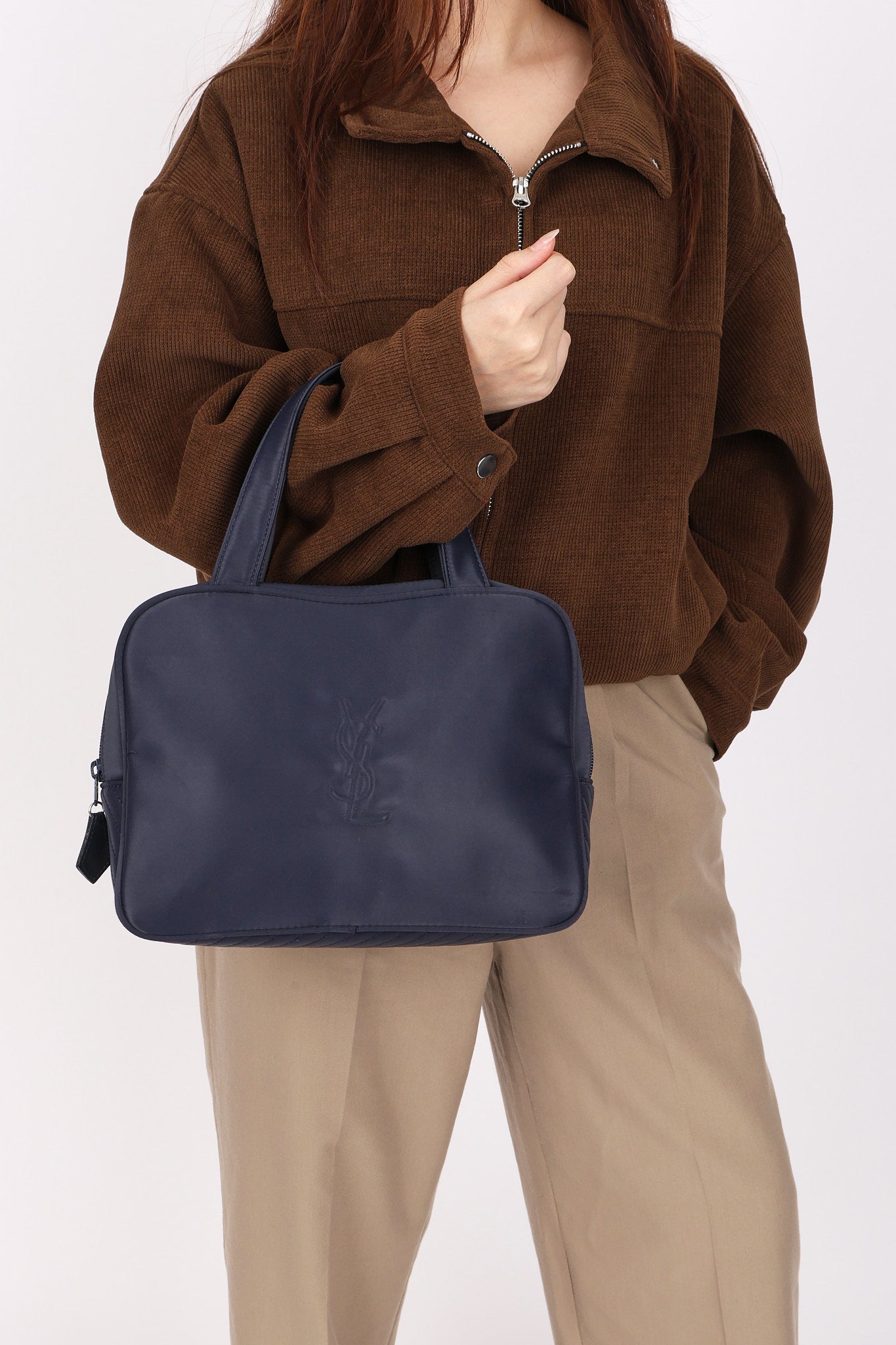 Saint Laurent Top Handle Bag Blue Nylon