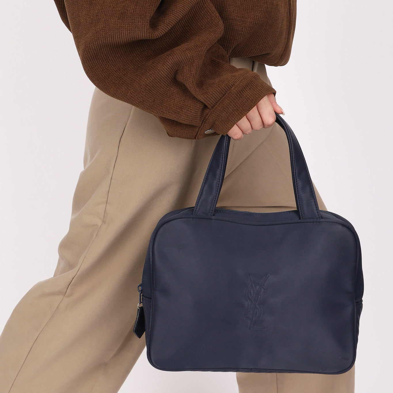 Saint Laurent Top Handle Bag Blue Nylon