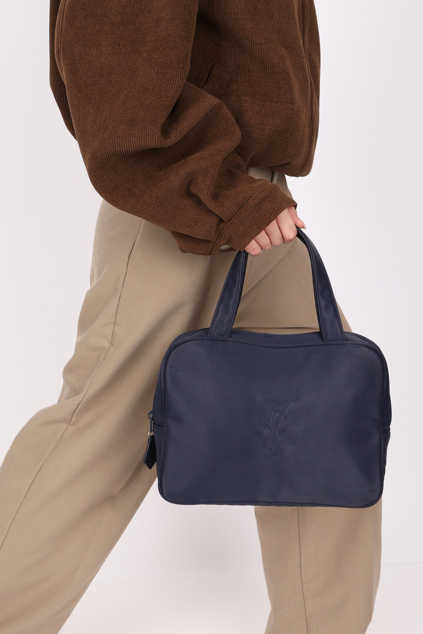 Saint Laurent Top Handle Bag Blue Nylon