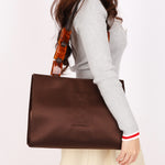 Yves Saint Laurent Tote with Tortoise Shell Chain Brown Nylon