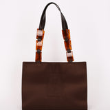 Yves Saint Laurent Tote with Tortoise Shell Chain Brown Nylon