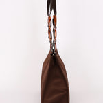 Yves Saint Laurent Tote with Tortoise Shell Chain Brown Nylon