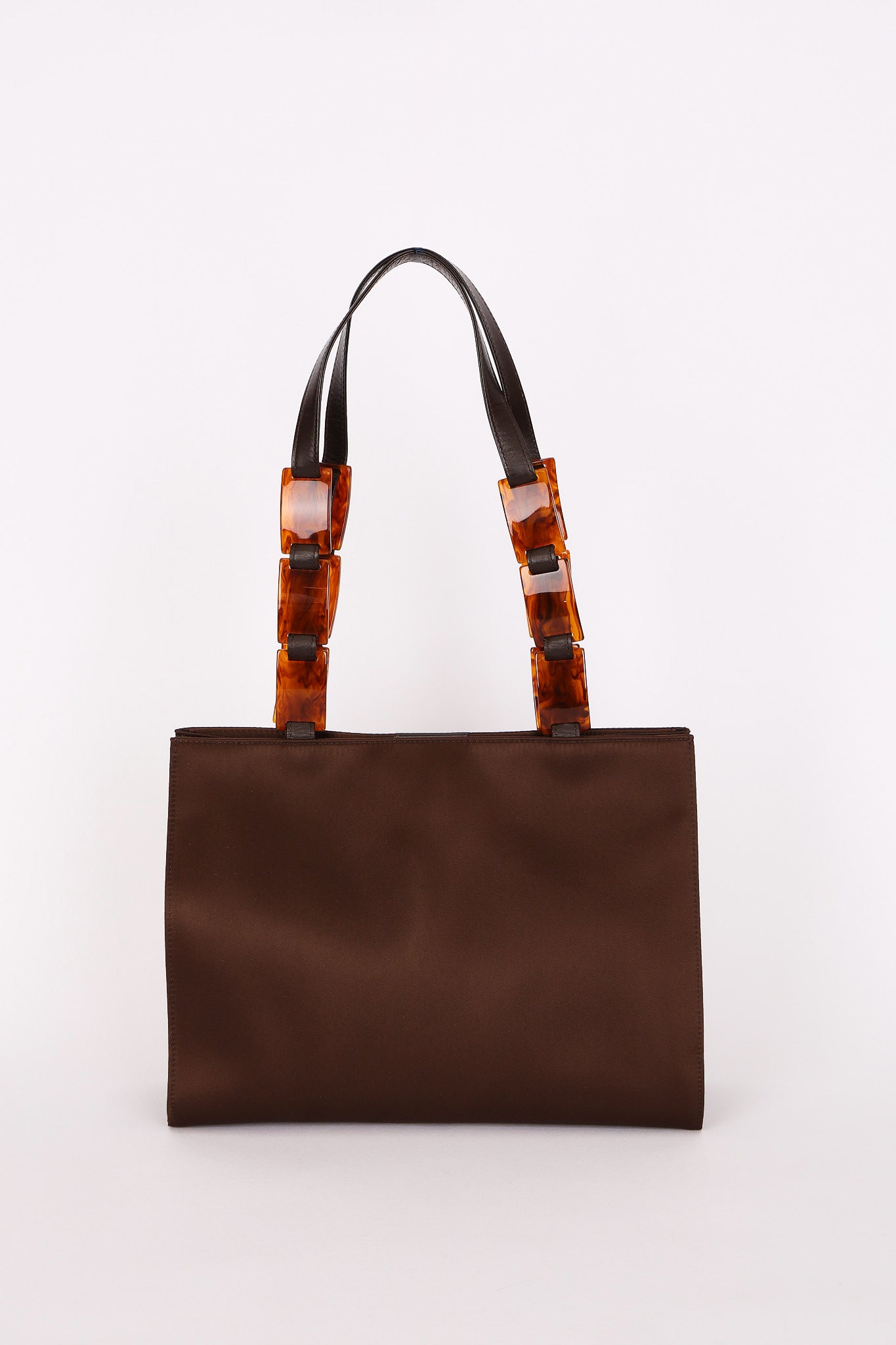 Yves Saint Laurent Tote with Tortoise Shell Chain Brown Nylon