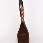 Yves Saint Laurent Tote with Tortoise Shell Chain Brown Nylon