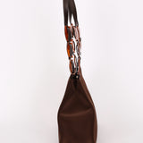 Yves Saint Laurent Tote with Tortoise Shell Chain Brown Nylon