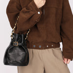 Chanel Buckle Bucket Bag Black Lambskin 24K GP