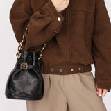 Chanel Buckle Bucket Bag Black Lambskin 24K GP