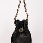 Chanel Buckle Bucket Bag Black Lambskin 24K GP