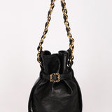 Chanel Buckle Bucket Bag Black Lambskin 24K GP