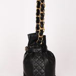 Chanel Buckle Bucket Bag Black Lambskin 24K GP