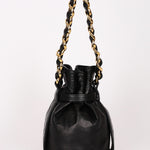 Chanel Buckle Bucket Bag Black Lambskin 24K GP