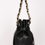 Chanel Buckle Bucket Bag Black Lambskin 24K GP