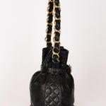 Chanel Buckle Bucket Bag Black Lambskin 24K GP