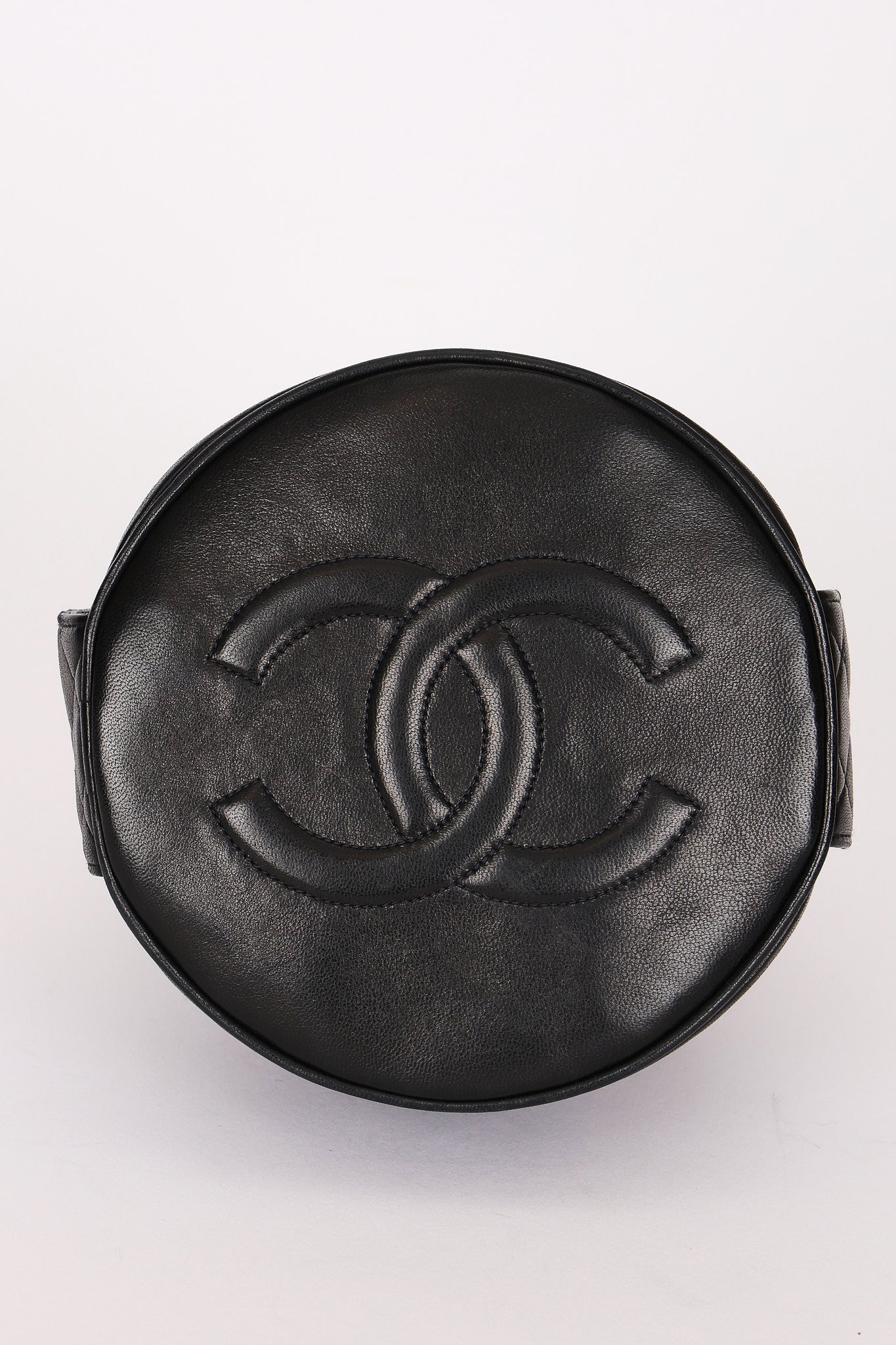 Chanel Buckle Bucket Bag Black Lambskin 24K GP