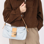 Fendi Zucchino Mamma Baguette Light Blue