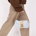 Fendi Zucchino Mamma Baguette Light Blue