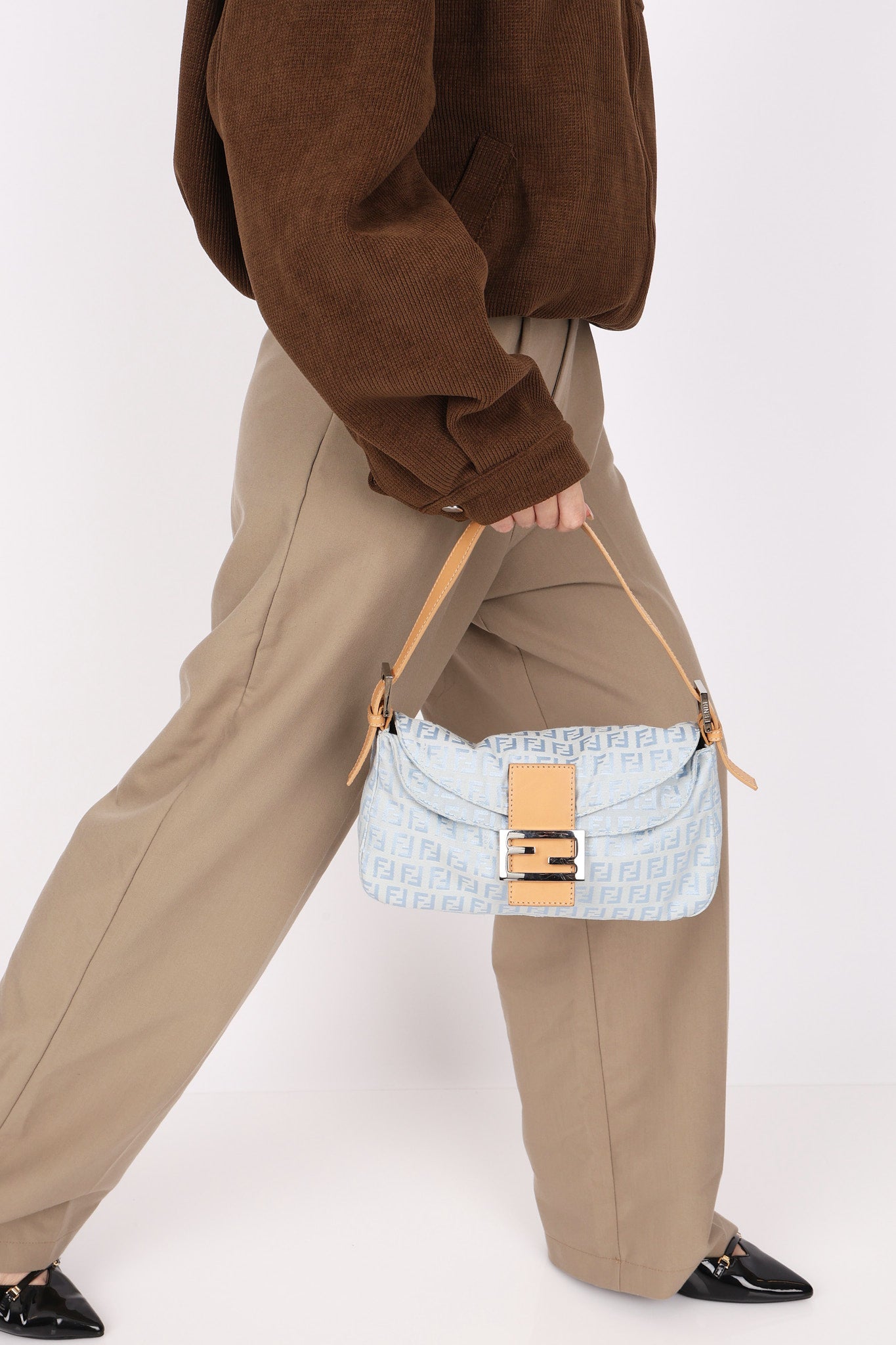 Fendi Zucchino Mamma Baguette Light Blue