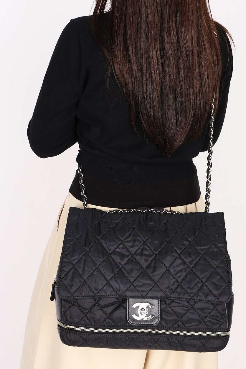 Chanel Expandable Ligne Flap Black Nylon 2007 SHW