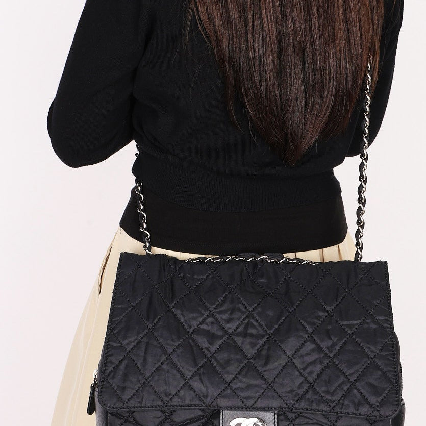 Chanel Expandable Ligne Flap Black Nylon 2007 SHW