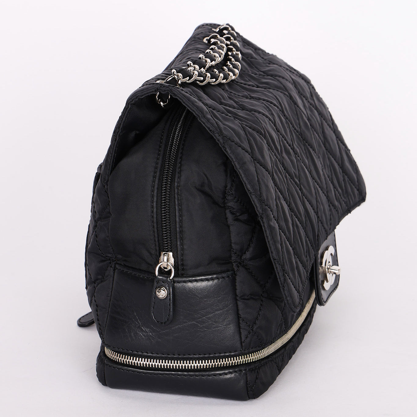 Chanel Expandable Ligne Flap Black Nylon 2007 SHW
