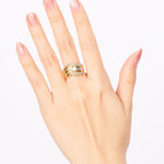 18K Yellow Gold and Diamond Crossover Ridged Ring, Size US 5.25