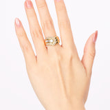 18K Yellow Gold and Diamond Crossover Ridged Ring, Size US 5.25