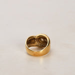 18K Yellow Gold and Diamond Crossover Ridged Ring, Size US 5.25