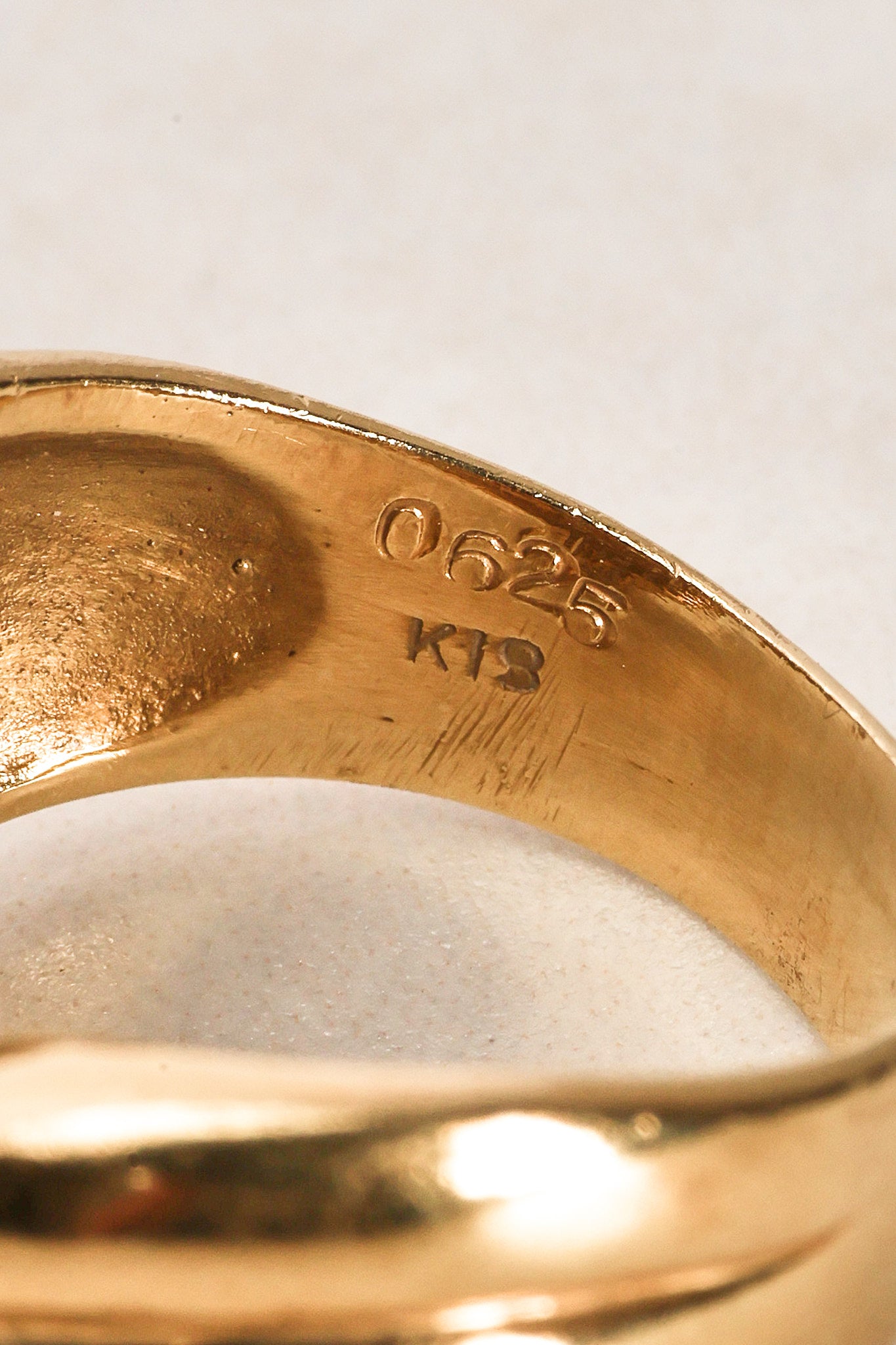 18K Yellow Gold and Diamond Crossover Ridged Ring, Size US 5.25
