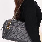 Chanel Whipstitch Camera Bag Gray Calfskin 2015 RHW