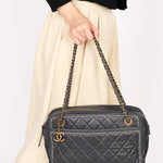 Chanel Whipstitch Camera Bag Gray Calfskin 2015 RHW