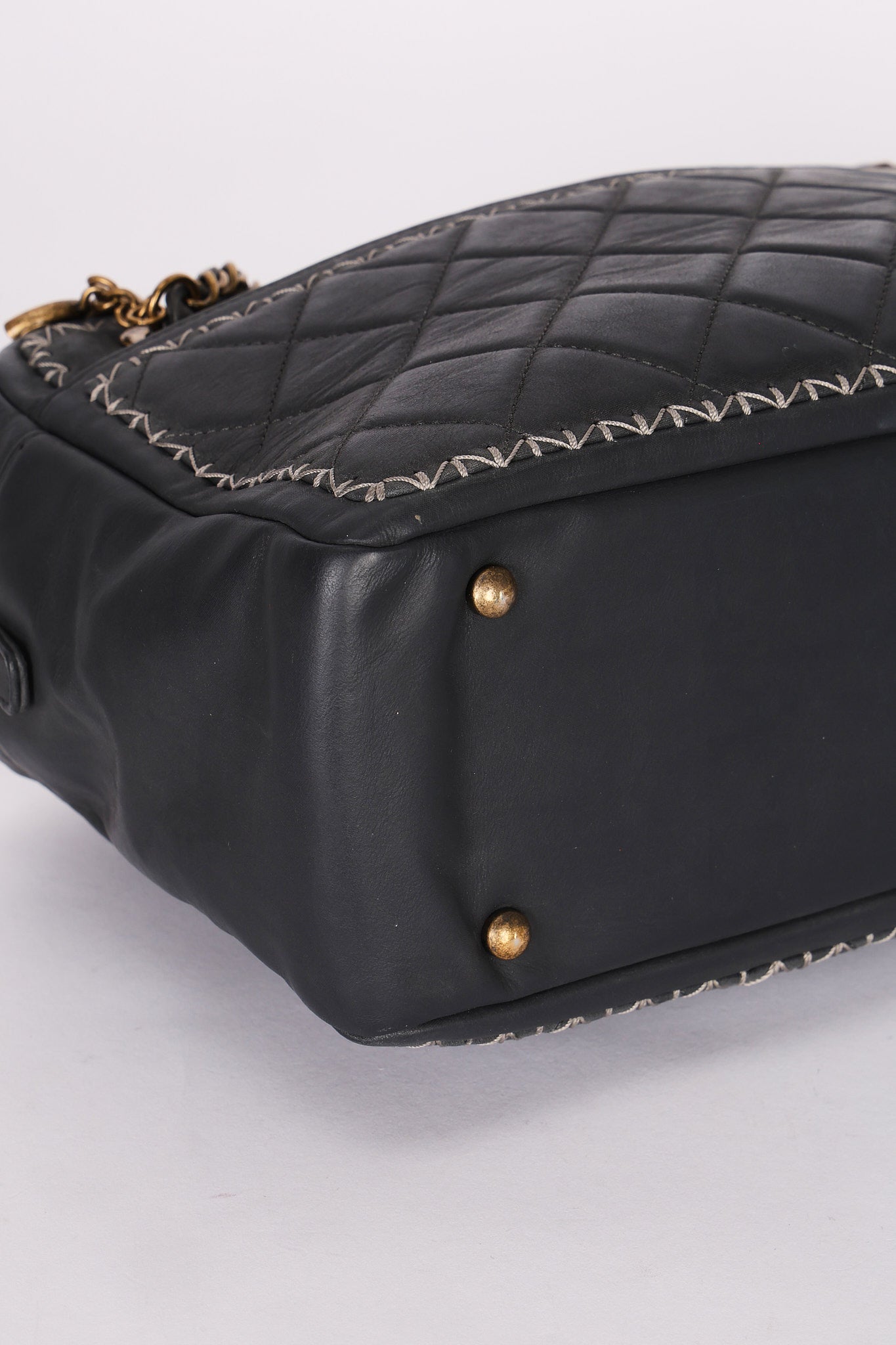 Chanel Whipstitch Camera Bag Gray Calfskin 2015 RHW