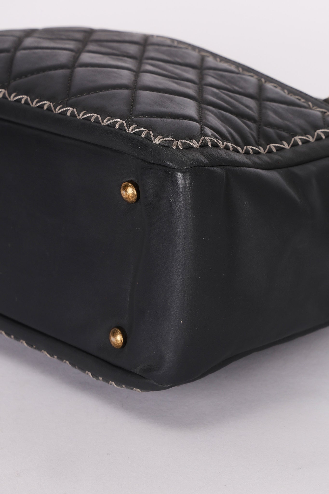 Chanel Whipstitch Camera Bag Gray Calfskin 2015 RHW