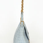 Fendi Zucchino Mamma Baguette Light Blue Coated Canvas GHW