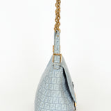 Fendi Zucchino Mamma Baguette Light Blue Coated Canvas GHW