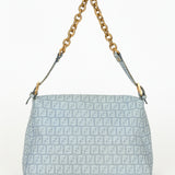 Fendi Zucchino Mamma Baguette Light Blue Coated Canvas GHW