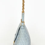 Fendi Zucchino Mamma Baguette Light Blue Coated Canvas GHW
