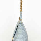 Fendi Zucchino Mamma Baguette Light Blue Coated Canvas GHW