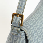 Fendi Zucchino Mamma Baguette Light Blue Coated Canvas GHW